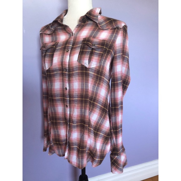 Free people we the free plaid flannel - Picture 3 of 4